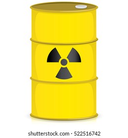 The illustration represents a drum with the radiation symbol, product barrel and radioactive debris. Ideal for catalogs of institutional materials