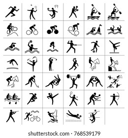 Illustration represents pictogram of varied sports, several games. Ideal for sports and institutional materials