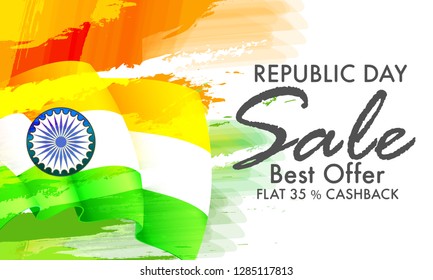 Illustration Of Republic Day Discount Offer,Sale Poster Or Banner Background.