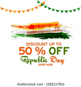 Illustration Of Republic Day Discount Offer,Sale Poster Or Banner Background.