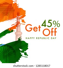 Illustration Of Republic Day Discount Offer,Sale Poster Or Banner Background.