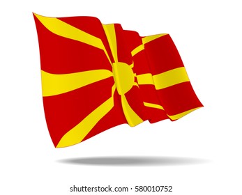 illustration Republic of Macedonia flag waving Isolated on White Background,vector