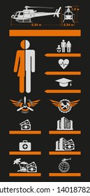 The illustration of requirements of pilot and aircraft mechanic vacancies on the black background.