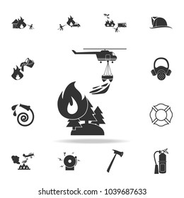 illustration of rescue forest firefighting helicopter in the air icon. Detailed set icons of firefighter element icons. Premium quality graphic design. One of the collection icons on white background