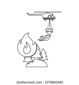 illustration of rescue forest firefighting helicopter in the air icon. Element of Fireman for mobile concept and web apps icon. Outline, thin line icon for website design 