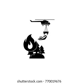 illustration of rescue forest firefighting helicopter in the air icon. Fireman element icon. Premium quality graphic design. Signs, outline symbols collection icon for websites on white background