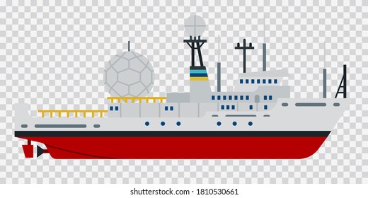 Illustration of a research vessel or expedition ship vector flat icon isolated