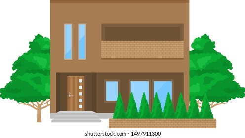 Illustration of a residence. 
House illustration.