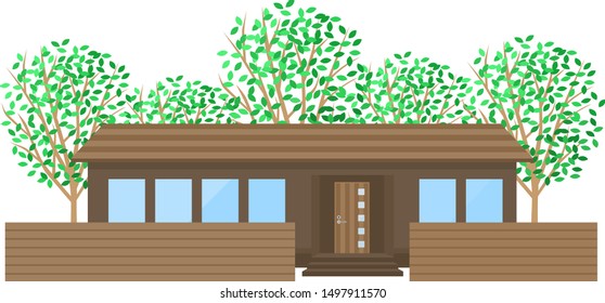 Illustration of a residence. 
House illustration.
