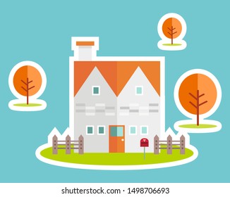 Illustration of a residence. House illustration.
