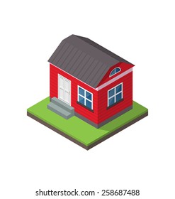 Illustration residential isometric house isolated on white background - vector