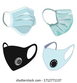 
illustration of respiratory protective mask in cartoon style.
