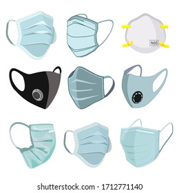 
illustration of respiratory protective mask in cartoon style.