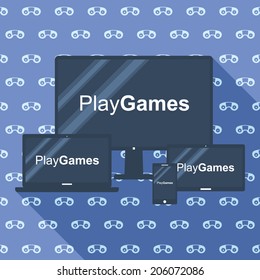 Illustration Responsive Design - Play Games Background with Play Console Pattern