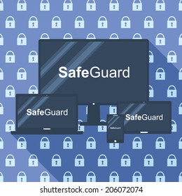 Illustration Responsive Design - Safeguard Background with Lock Pattern