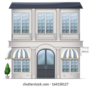 Illustration of a restaurant building on a white background