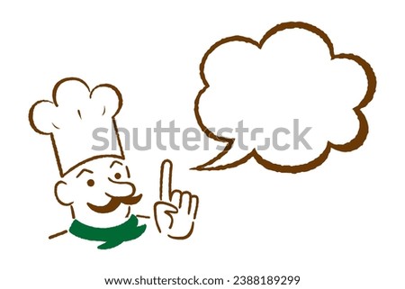 Illustration of a restaurant chef introducing his recommended menu