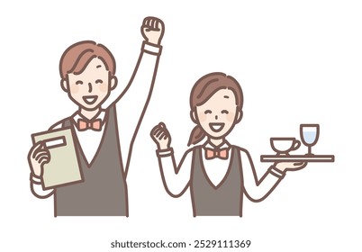 illustration of restaurant and coffee shop staff