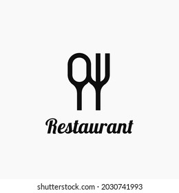 Illustration Restaurant with Spoon and fork simple logo design.