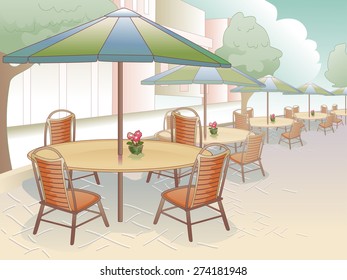 Illustration of a Restaurant That Offers Al Fresco Dining