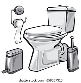 illustration of restroom wc with toilet