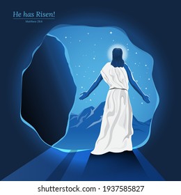 An Illustration Of Resurrection Of Jesus Christ Walked Out Of A Tomb