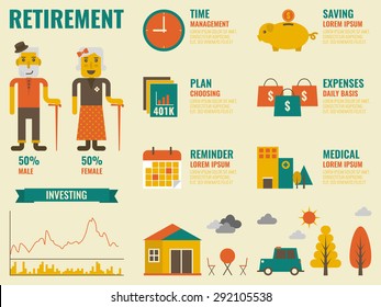 Illustration Retirement Infographic Old People Icon Stock Vector ...