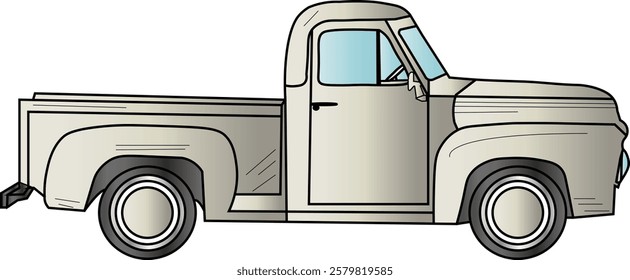 the illustration of retro 80's pickup truck.