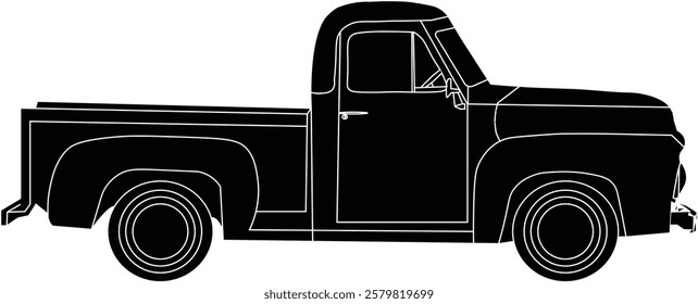 the illustration of retro 80's pickup truck.