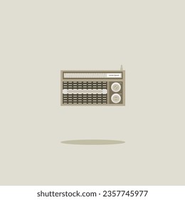Illustration of a retro audio cassette player in flat design style.