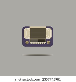 Illustration of a retro audio cassette player in flat design style.