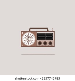 Illustration of a retro audio cassette player in flat design style.