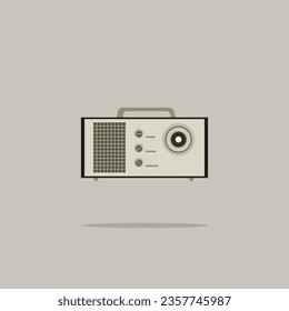Illustration of a retro audio cassette player in flat design style.