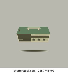 Illustration of a retro audio cassette player in flat design style.