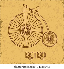 Illustration with retro bicycle on a vintage background