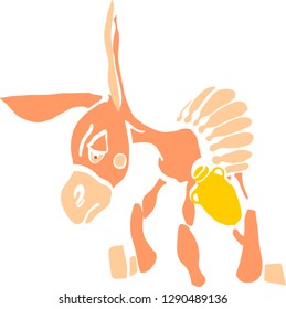 illustration of retro brown donkey