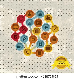 Illustration of retro business icons, silhouettes of icons, vector illustration