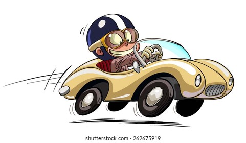 illustration of a retro car racer