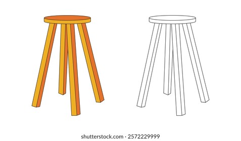 Illustration retro chair round unique design with blank background