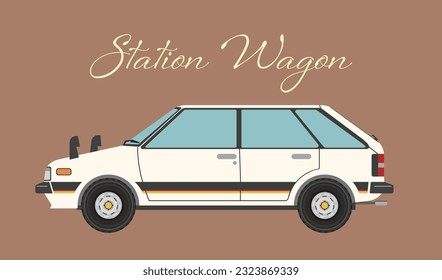 The illustration of a retro compact car