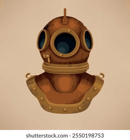 Illustration of retro diving helmet