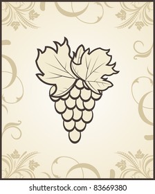 Illustration retro engraving of grapevine - vector