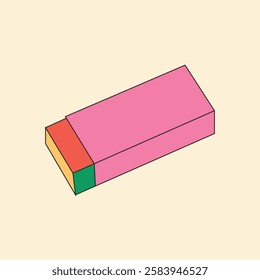 Illustration retro eraser with outline unique design abstract