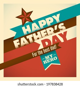 Illustration of retro father's day card in color. Vector illustration.