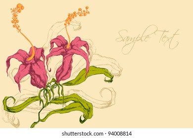 illustration of retro flower on plain background