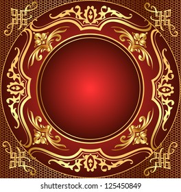 illustration retro frame background with gold(en)  pattern