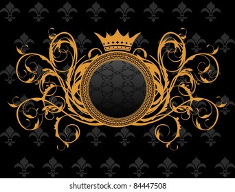 Illustration retro frame with heraldic crown - vector