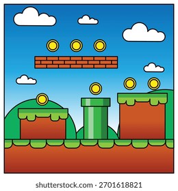 Die Illustration des Retro-Spielhintergrunds
