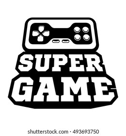 Illustration of a retro games controller. Vintage Computer and video Game Label and Icon