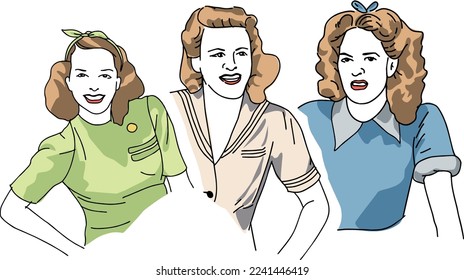 Illustration of Retro girl wearing bandana vector